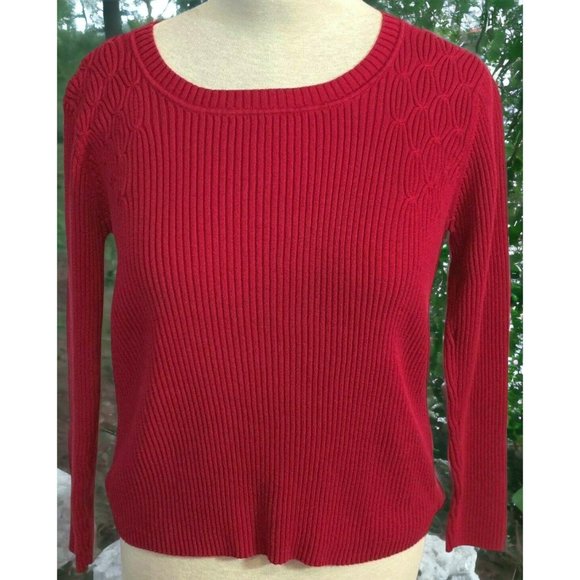 NorthCrest Red Sweater Womens Size XL Pullover Long Sleeve Ribbed Cotton - Picture 1 of 10